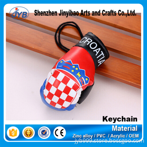 high quality cotton stuffing pu leather boxing glove keychain with cheap price